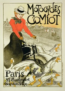 Reproducción de un cartel publicitario de motocicletas Comiot, 1899
